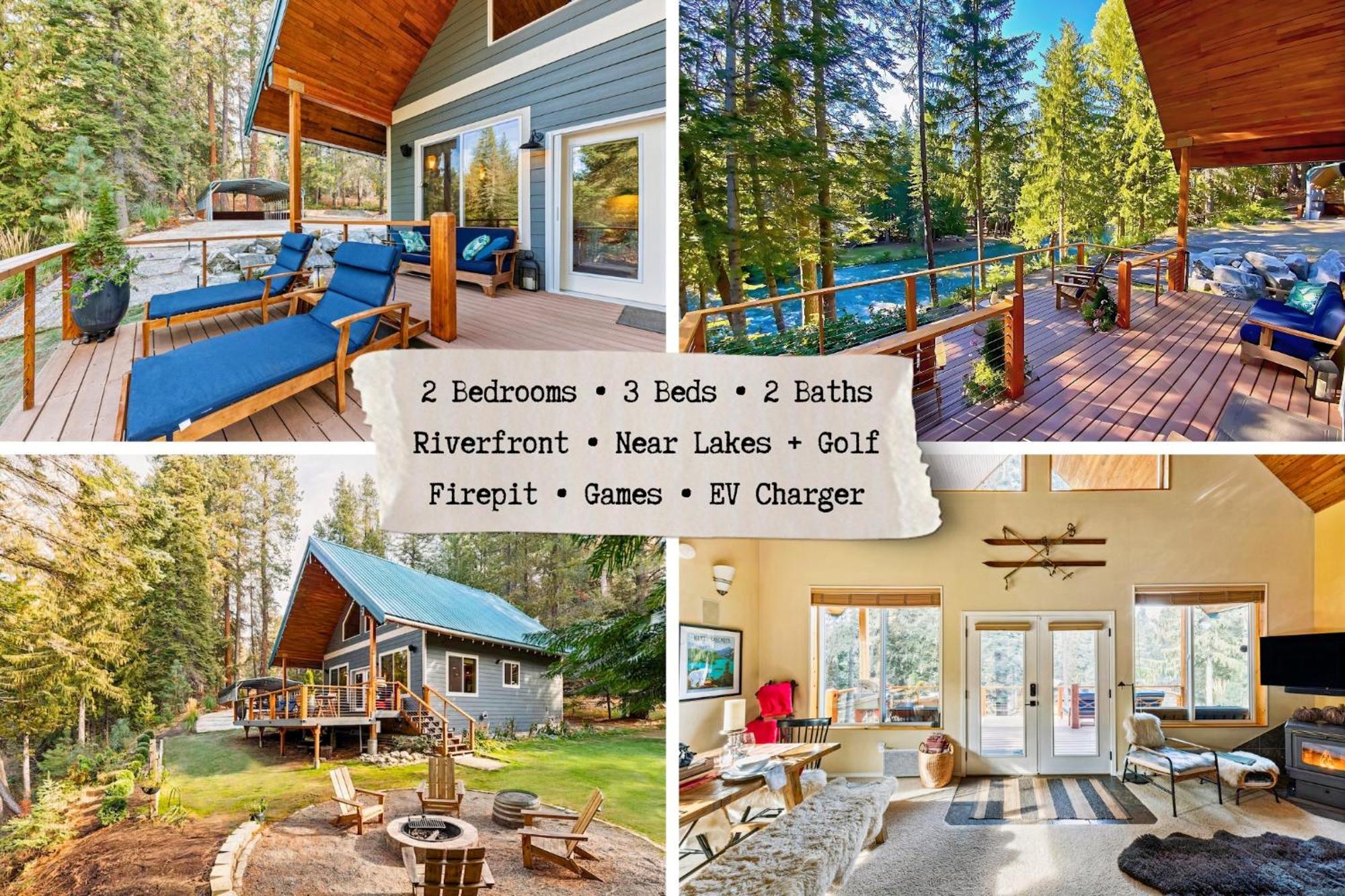 Riverfront Near Skiing, Lakes, Mtns & Chalet *